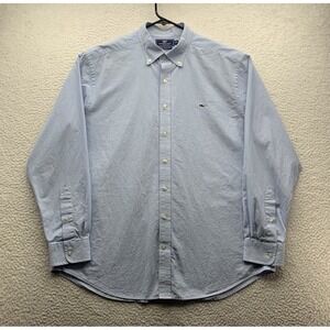 Vineyard Vines Button Up Shirt Mens XL Slim Fit Whale Blue White Striped Preppy